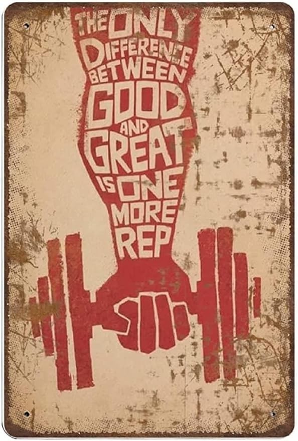 Tin Metal Sign Gym Weightlifting Fitness Motivation Bodybuilding Wall 8×12