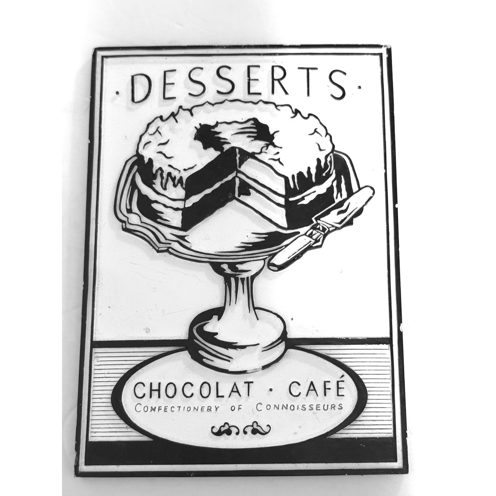 Vintage French Cafe Desserts Chocolat Cafe Cake Wall Plaque Black White Decor