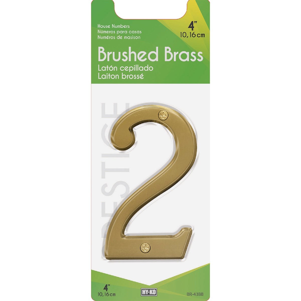 Hy-Ko 4 In. Brushed Brass Number 2 BR-43BB/2 Hy-Ko BR-43BB/2 029069309220 Metal