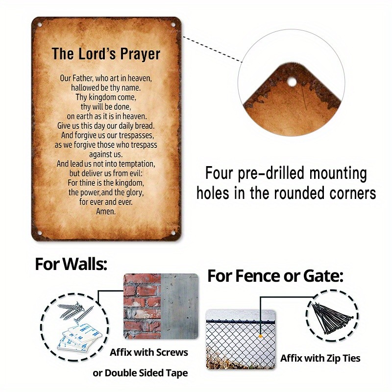 Lord’s Prayer Metal Wall Sign Religious Decor