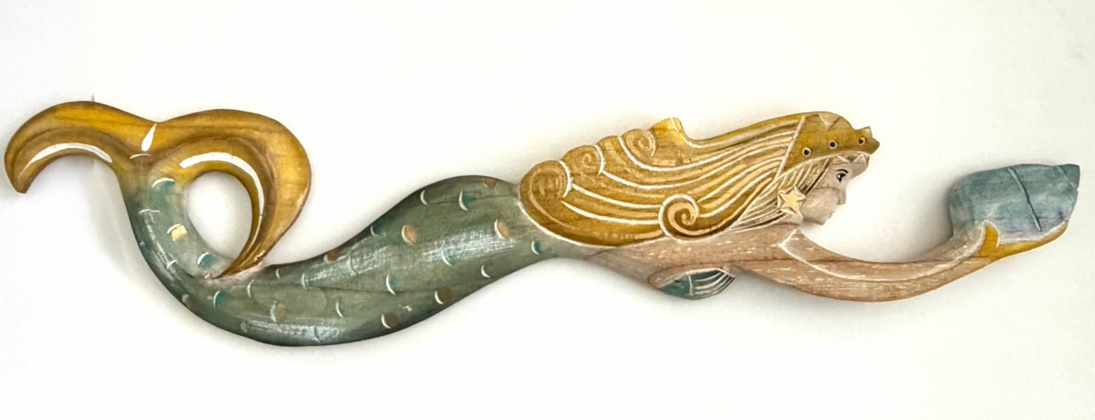 NEW! Wooden Mermaid 28” Wall Decor Beach Art Hanging Mermaid Plaque Nautical