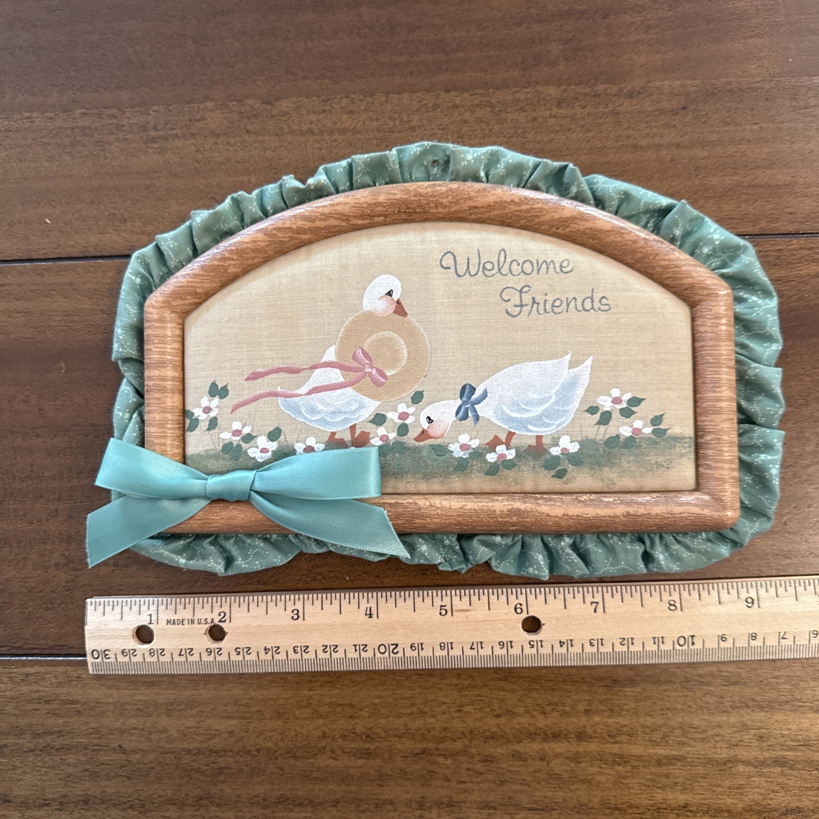 1980s Country Farmhouse Welcome Plaque White Goose, Duck