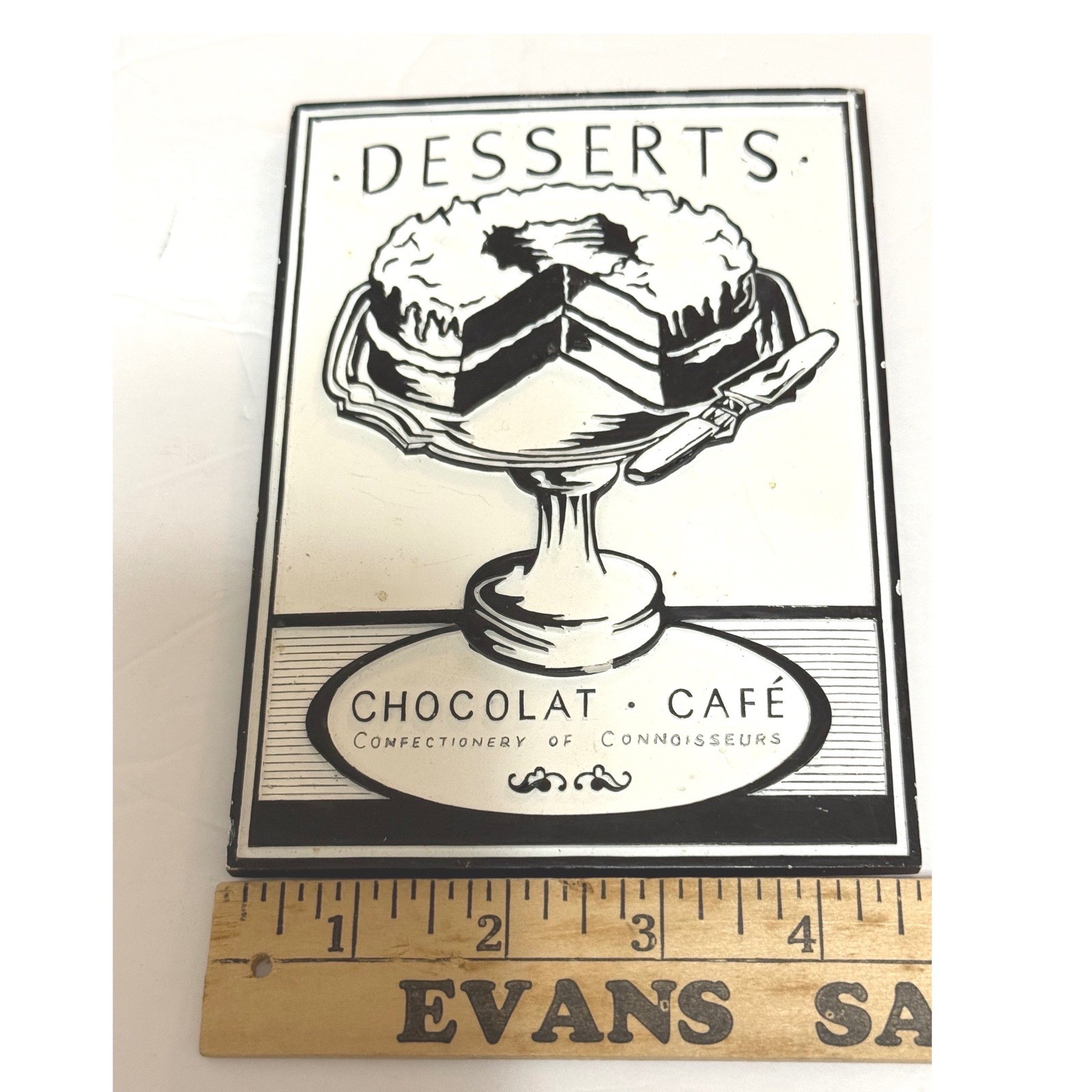 Vintage French Cafe Desserts Chocolat Cafe Cake Wall Plaque Black White Decor