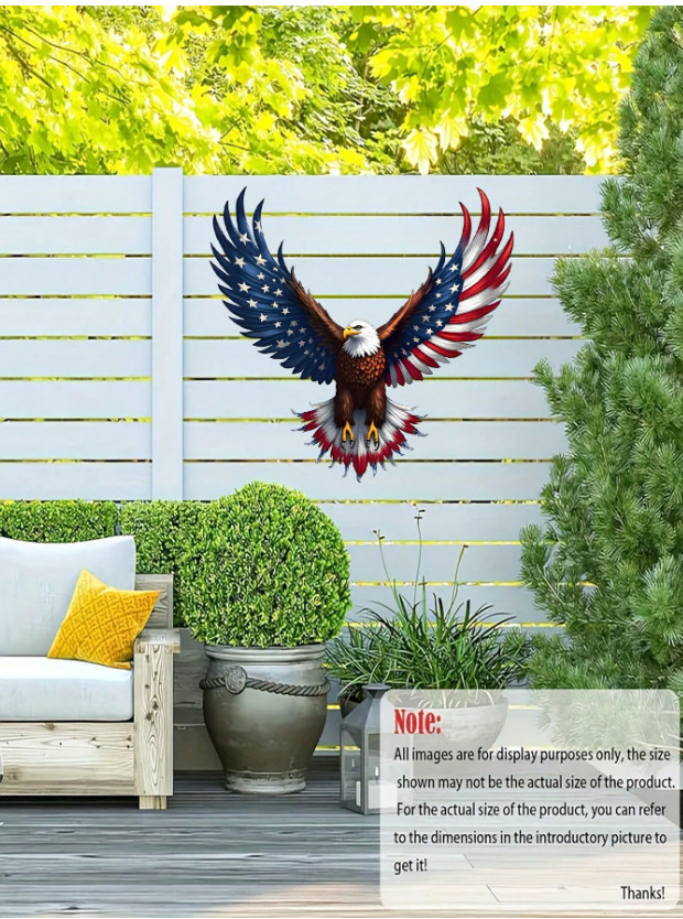 Soaring Eagle Metal Wall Art Patriotic American Flag Outdoor Decor