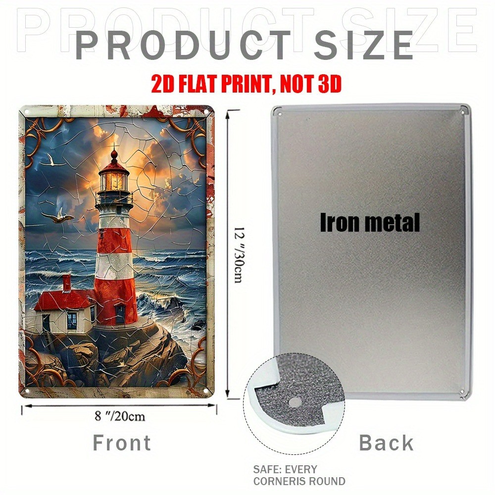 Vintage Lighthouse Metal Tin Sign Nautical Art Decor Home/Patio Coastal Wall Art
