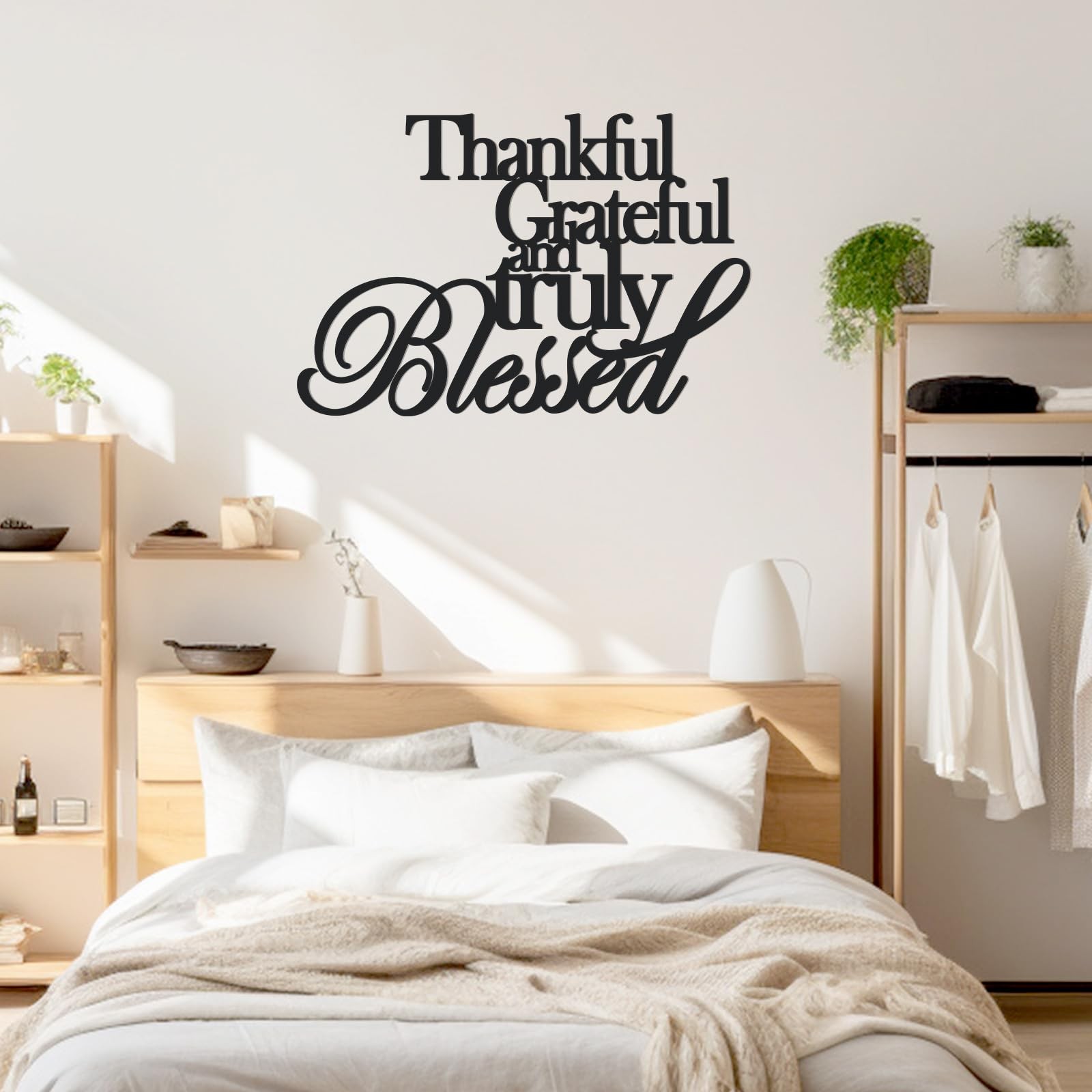 KOYILTD Classic Thankful Grateful Blessed Wall Decor – Medium style1, Black