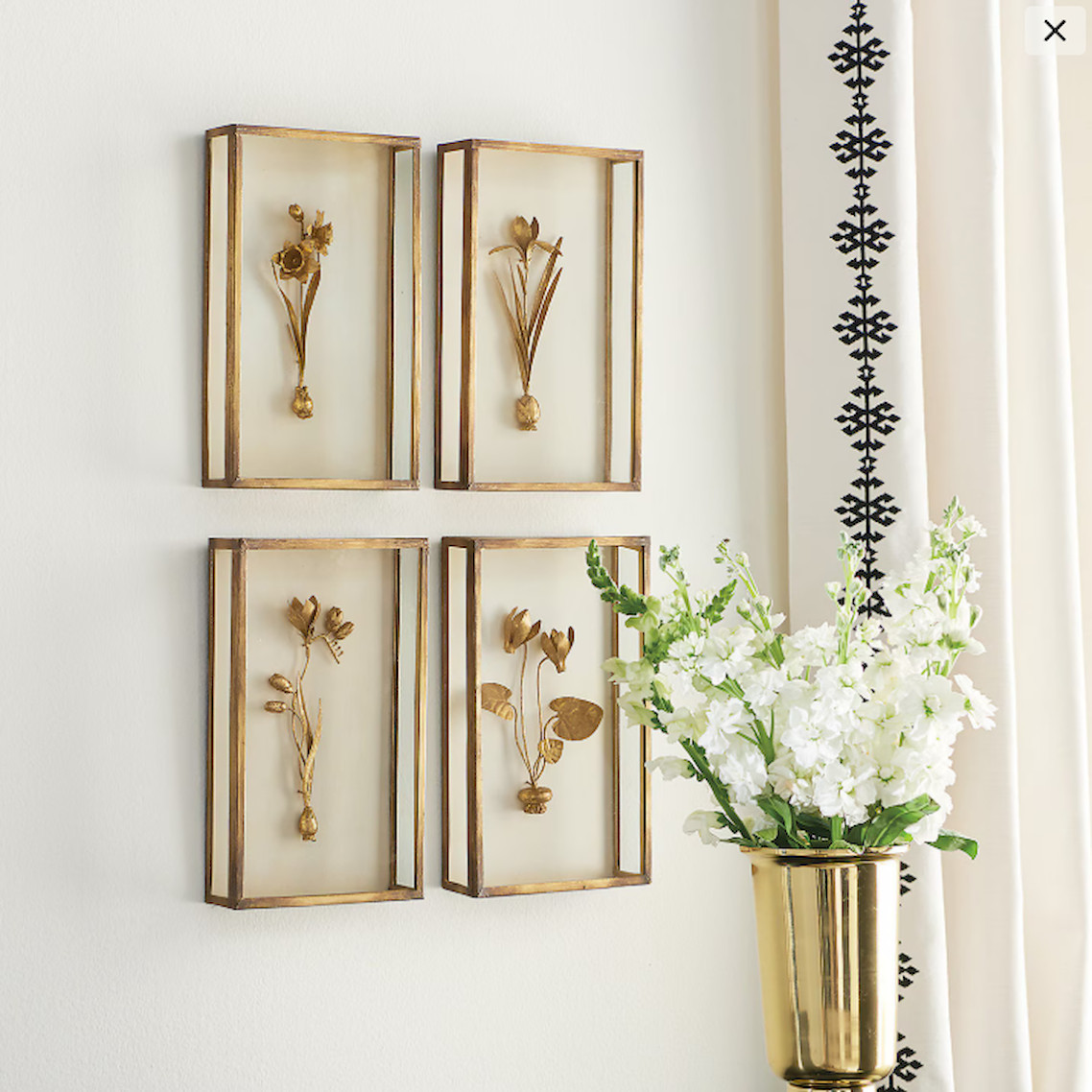 Ballard Designs Fleur de Tole Gold Wall Decor – Set of 4, US Stock, Free Ship
