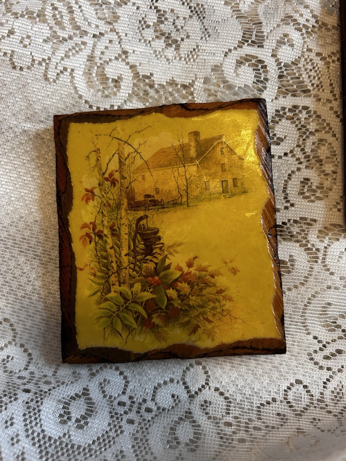 Set of 5 Wood Farmhouse Floral Wall Plaques, Decorative, Rectangle, 4 in x 3 in