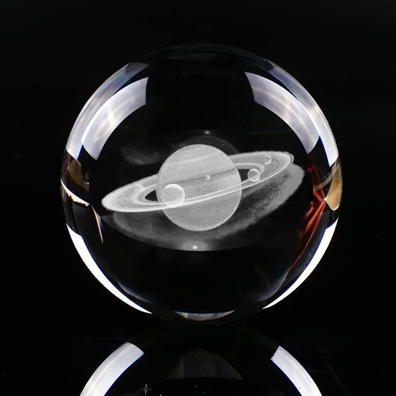 3D Solar System Crystal Ball 40mm with LED Base – Unique Gift for Kids & Adults