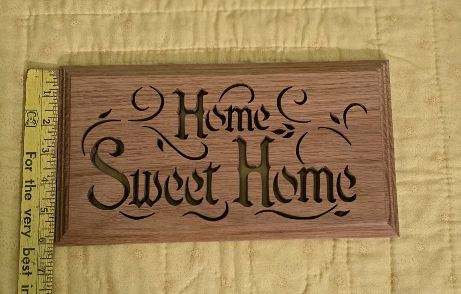 Wood Home Sweet Home Plaque Wall Decor Rectangle Hanging Medium Brown Handmade