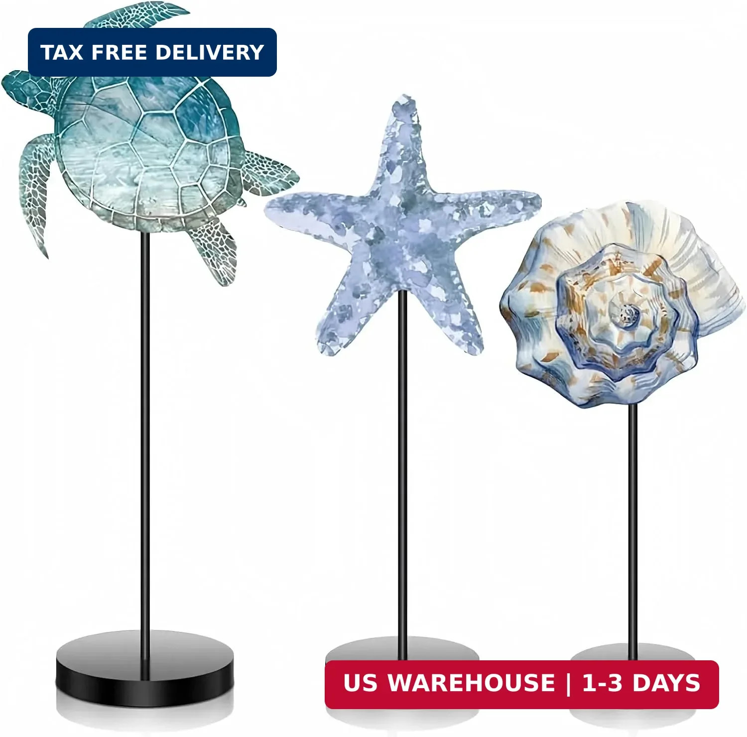 3 Pcs Sea Table Decor Coastal Turtle Starfish Decor Ocean Beach Centerpieces Nau