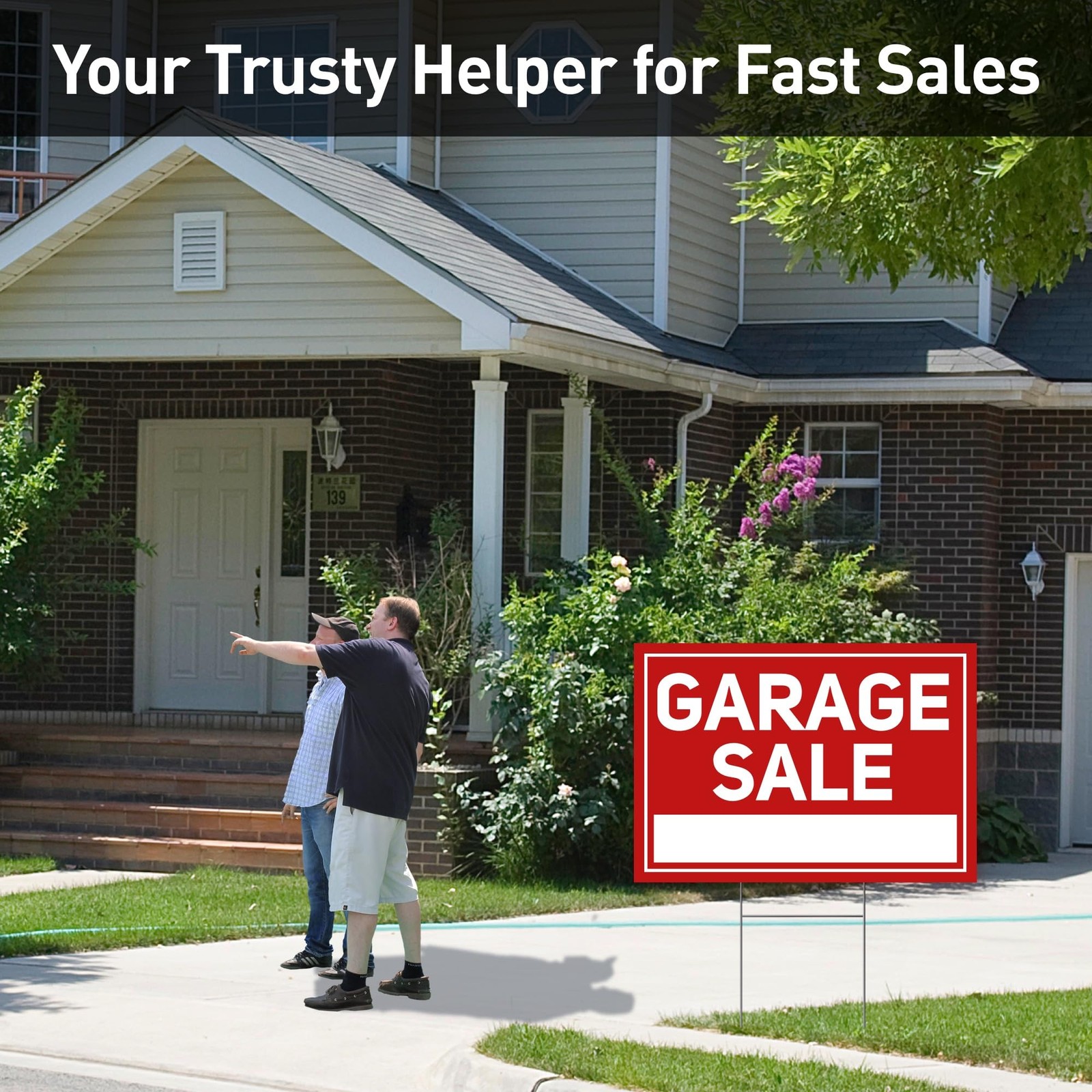 6 PCS Garage Sale Signs, Stakes, 2 Large 24×16, 4 Arrow 17×6, Double Sided