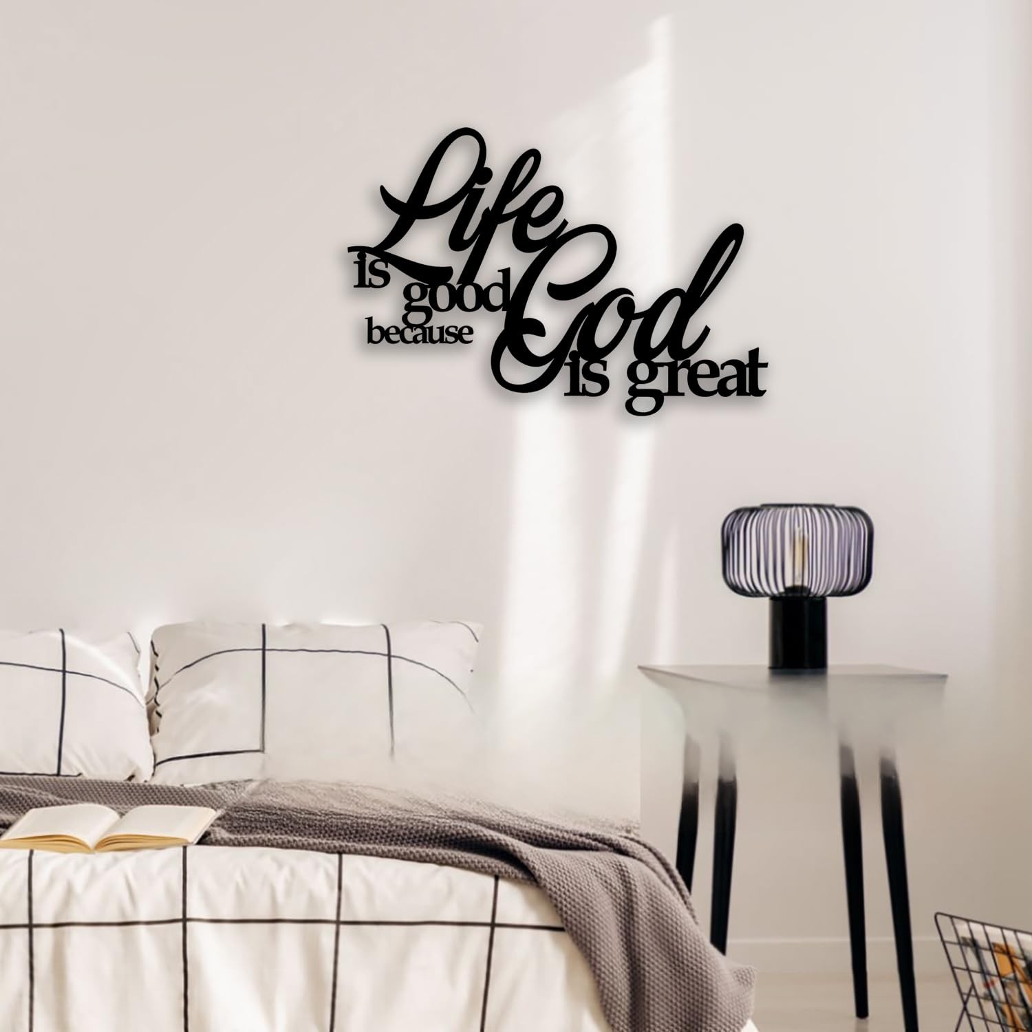 “Life Is Good Because God Is Great” Metal Wall Decor – Inspirational Christia…