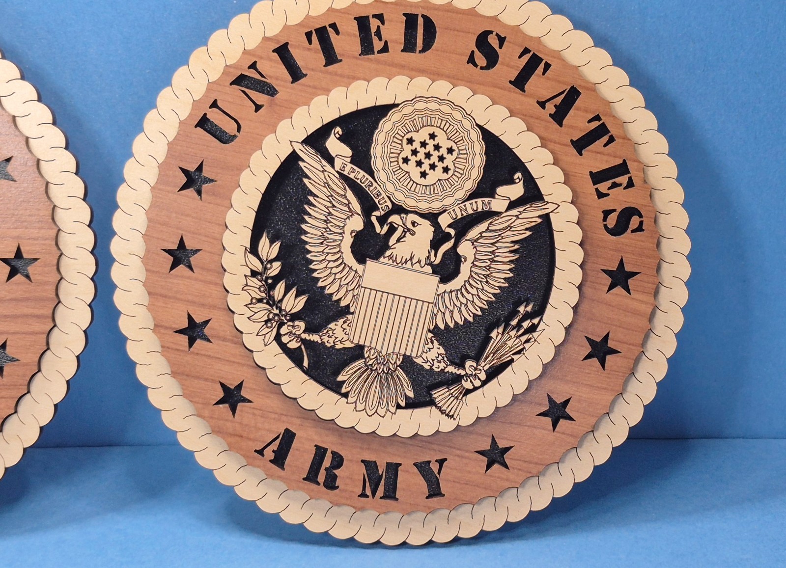 (2) United States Army Laser Cut 3D Wood Wall Tribute Wall Plaques 6”