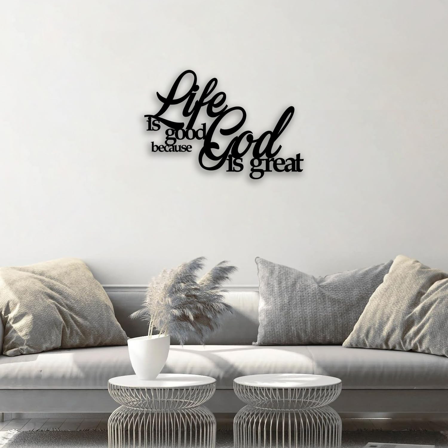 “Life Is Good Because God Is Great” Metal Wall Decor – Inspirational Christia…