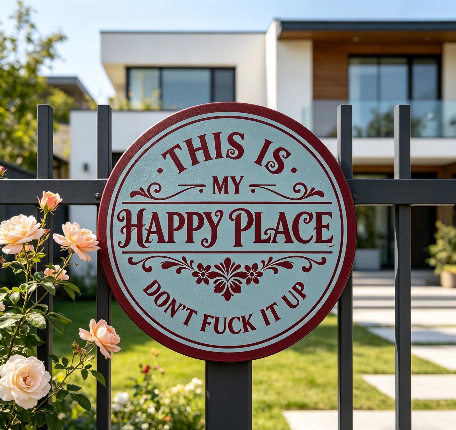 This Is My Happy Place Metal Sign Rustic Carbon Steel Farmhouse Wall Decor