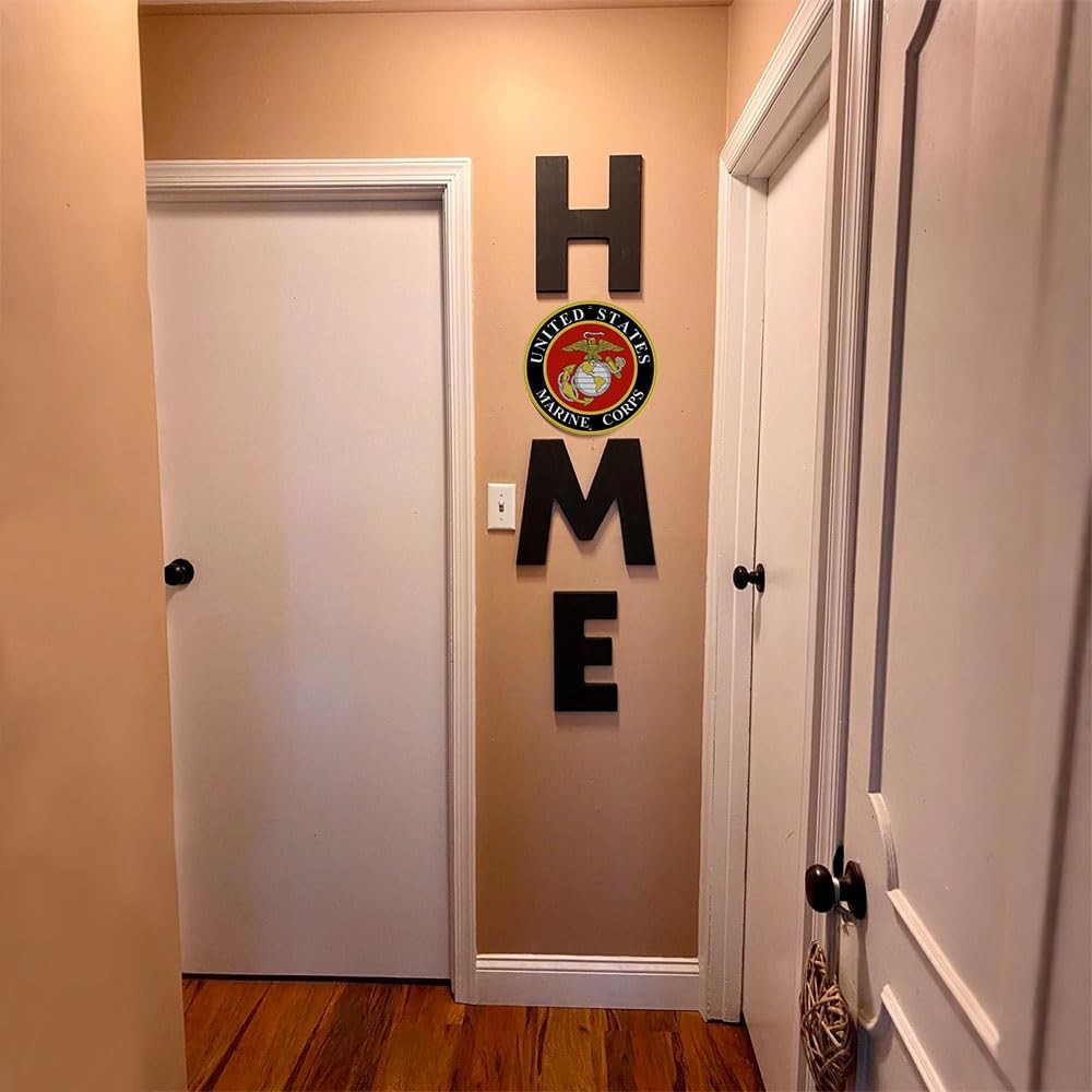 1PC United States Marines Logo Metal Sign Marines Wall Decor, 12 Inch Round M…