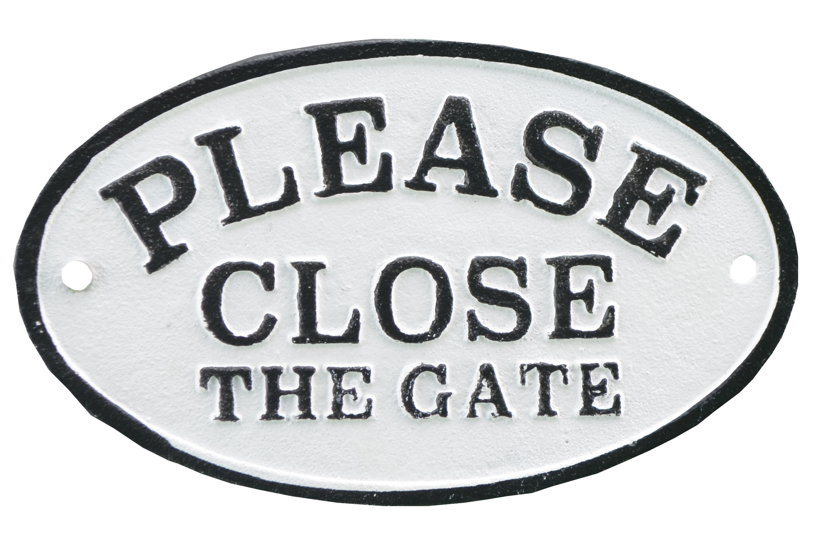 Cast Iron Plaque Sign – Please Close The Gate – Black & White