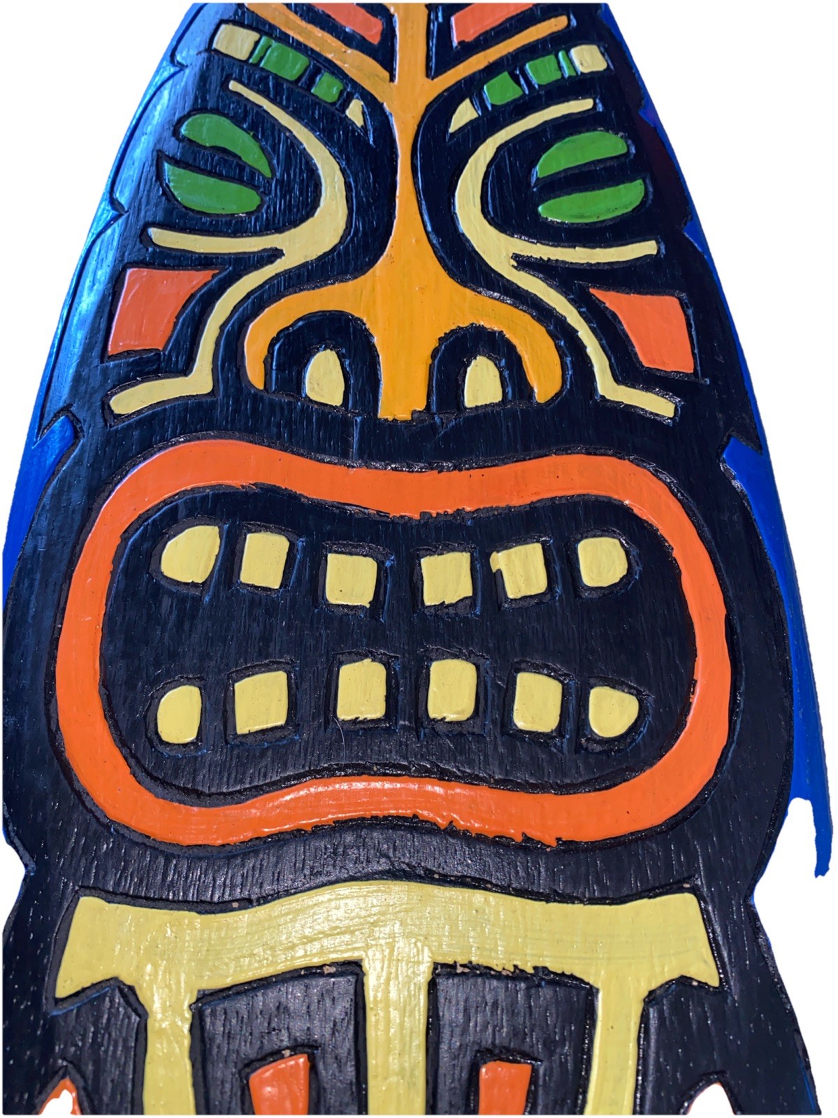 24” TIKI MAN WARRIOR SURFBOARD WOOD SIGN WALL ART TROPICAL TIKI DECOR BAR