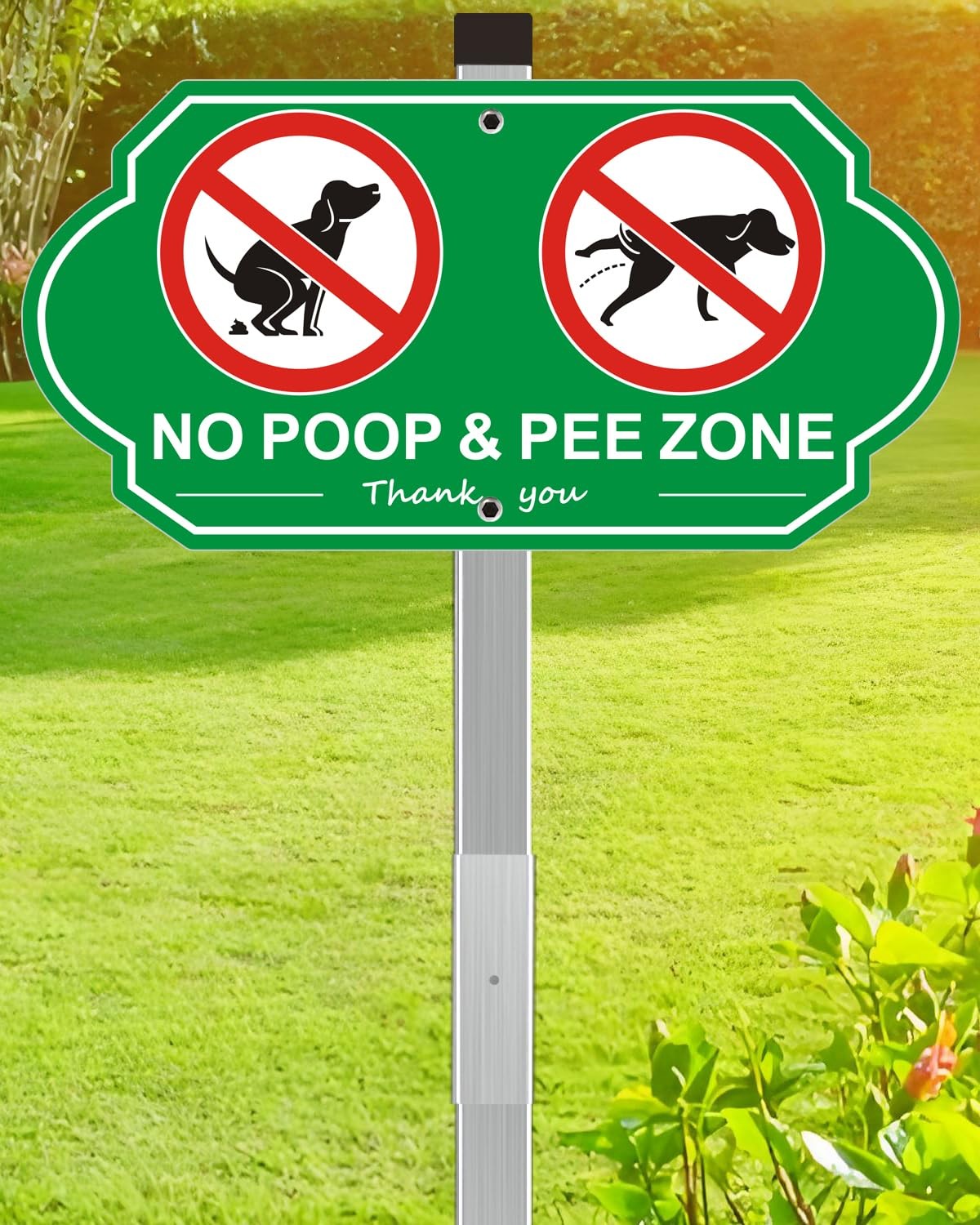 Heavy Duty Aluminum No Dog Poop Signs for Yard, 14″ x 7″ Metal No Poop And Pe…