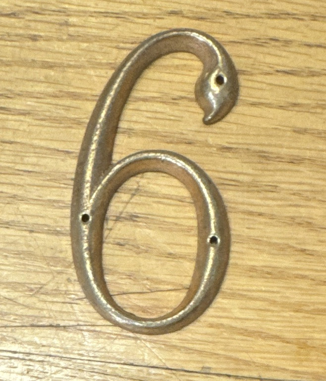 Brass Vintage House Address Numbers 3”