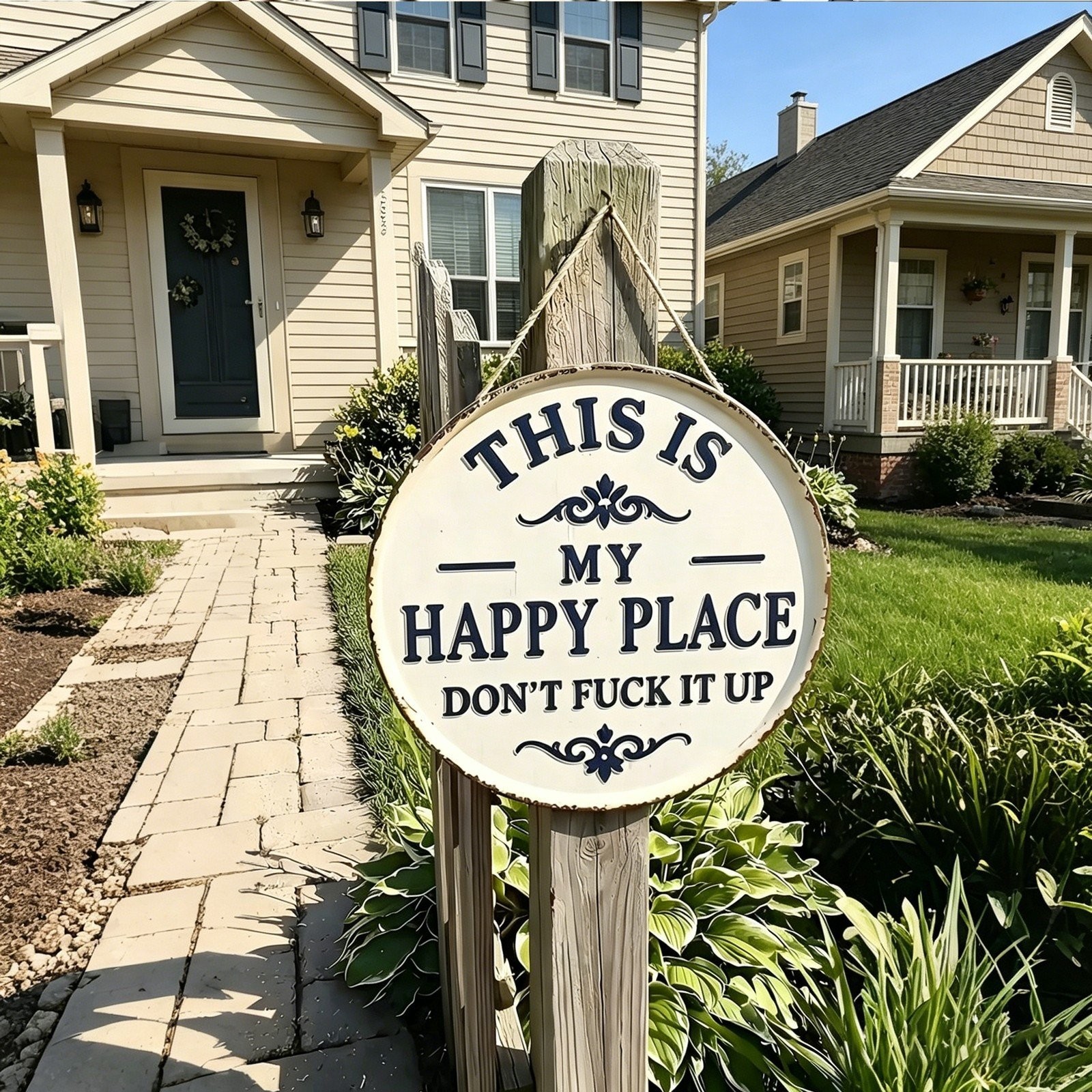 This Is My Happy Place Don’t F It Up Metal Sign Vintage for Home Garden Man Cave