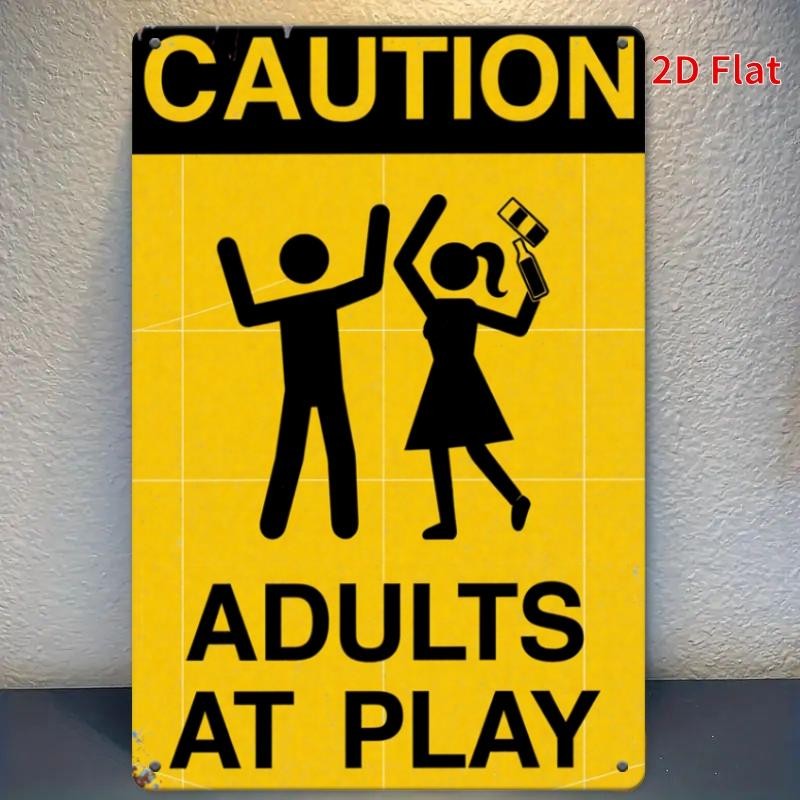 Adults At Play Sign Aluminum Sign Durable Metal Wall Decor Various Sizes