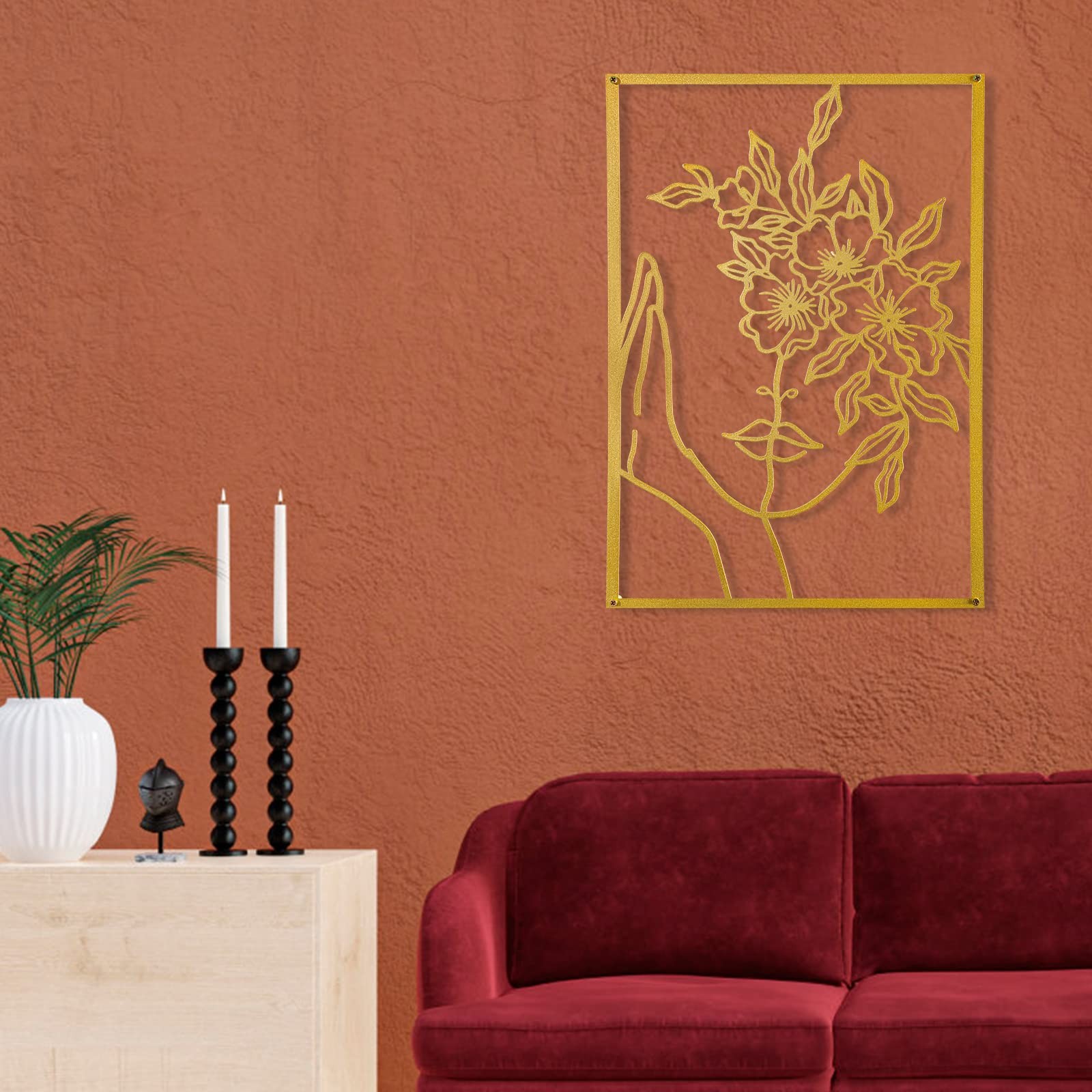 3 PCS Gold Metal Wall Decor Minimalist Line Art Female Body Room 15 Inch