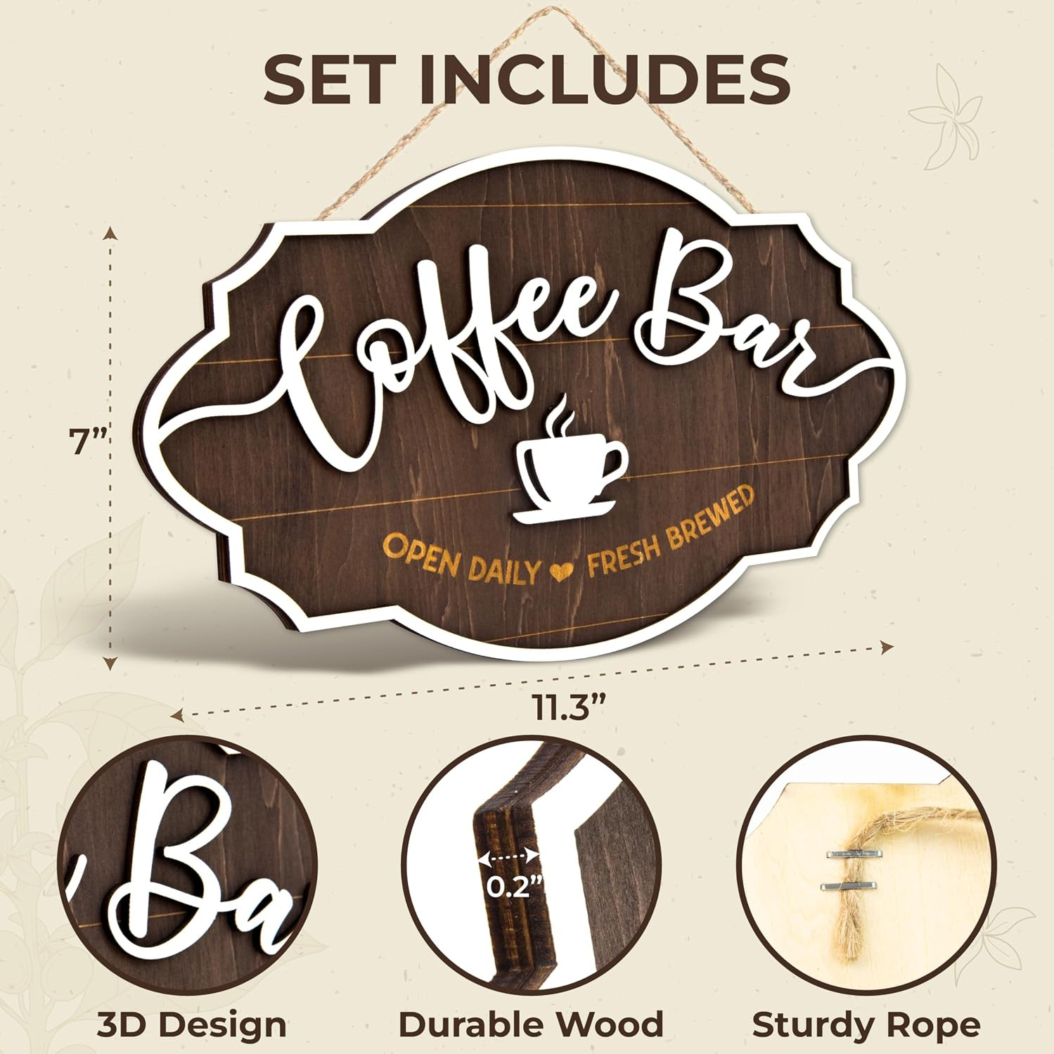 Small Coffee Bar Sign For Wall – Vintage Coffee Sign Decor For Bar Accessories