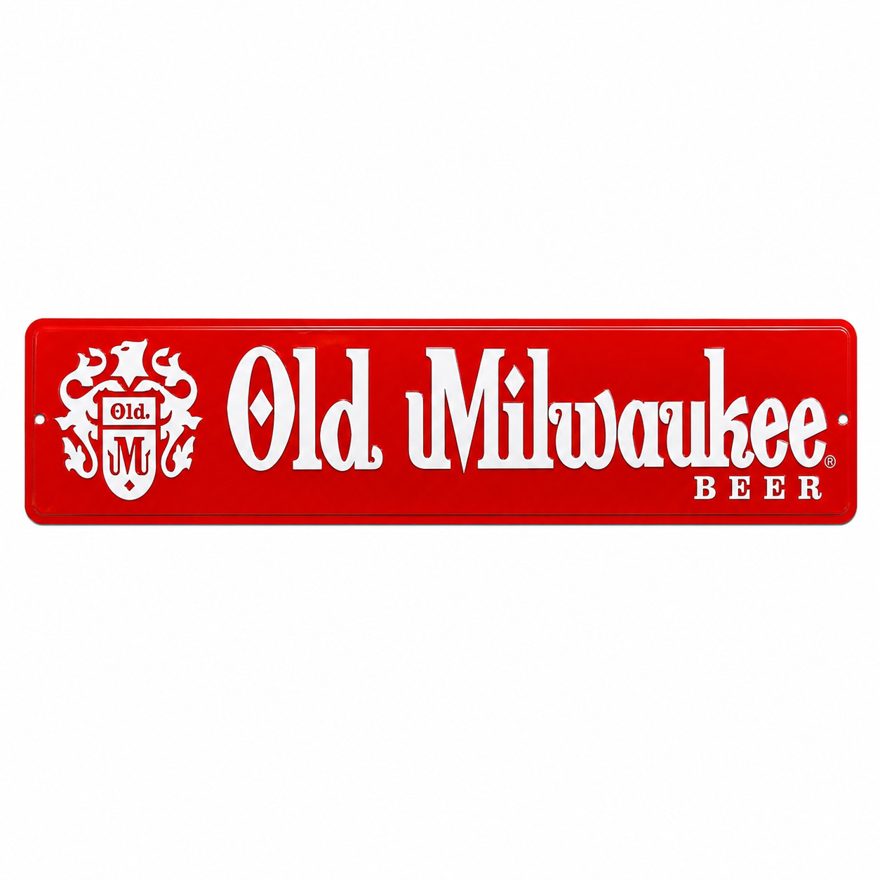 Old Milwaukee Beer Sign Embossed Metal Street Sign 24″ x 5″ Bar Wall Decor
