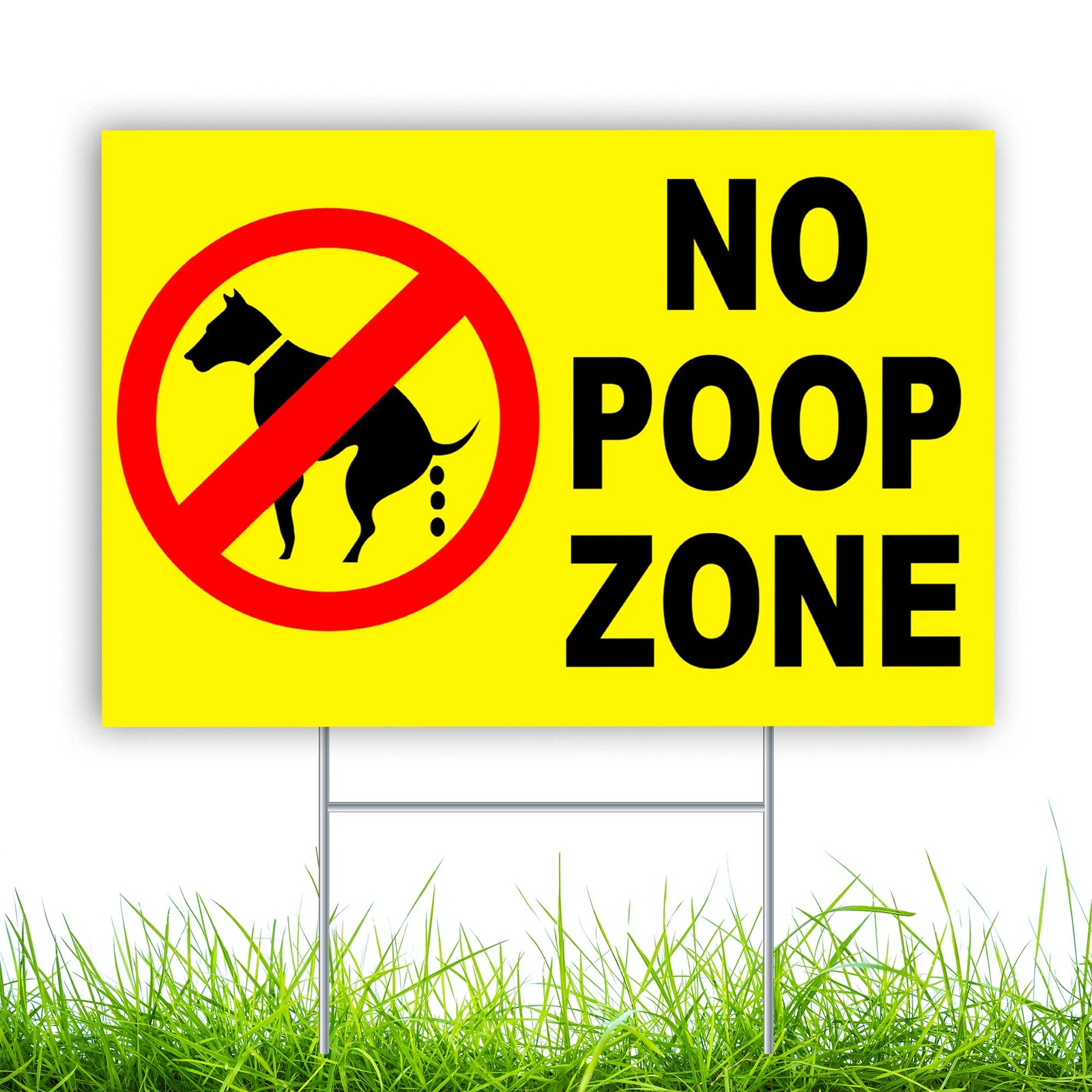 No Pooping Dog Signs for Yard, 8×12 Double Sided Coroplast, Stake
