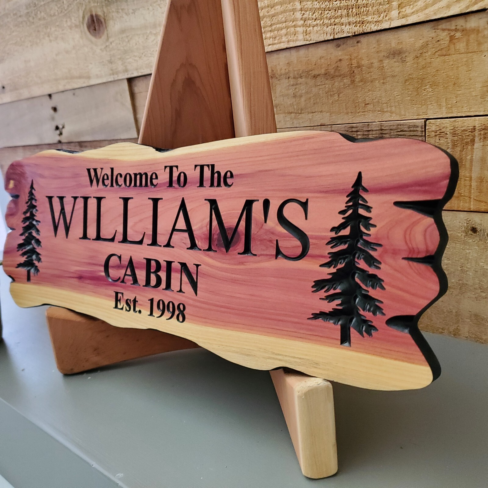 Custom Family Name Cabin Sign Carved Wood Vacation Home Established Date Plaque