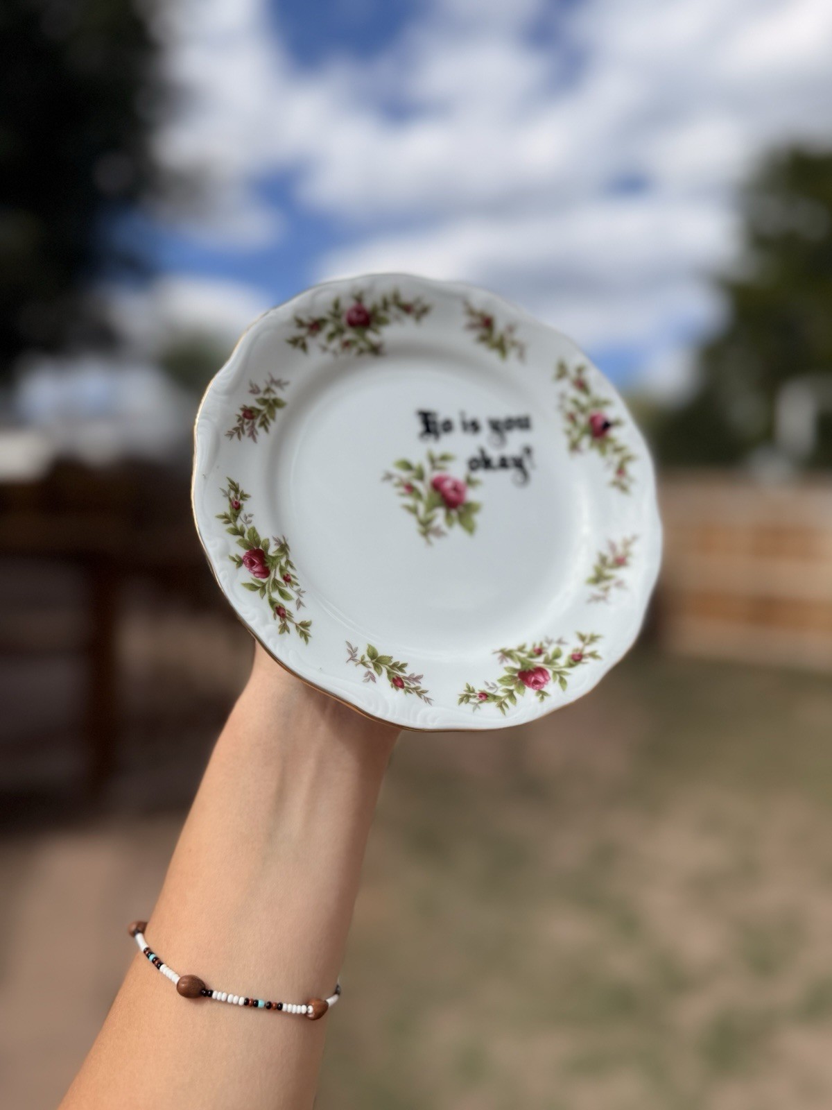 Funny Quote Vintage Hanging Plate Gallery Wall – Handmade Floral Decor 6”