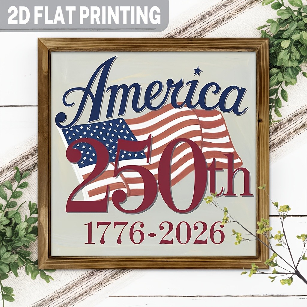 America 250th Anniversary 1776-2026 Flag Wall Art, Patriotic Home Decor