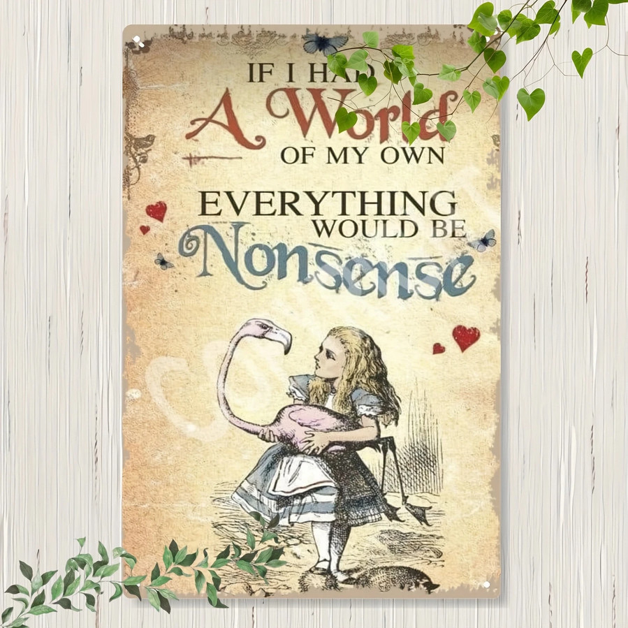 Alice In Wonderland Movie Metal Sign Book Film Decorative Vintage-Look 8x12in