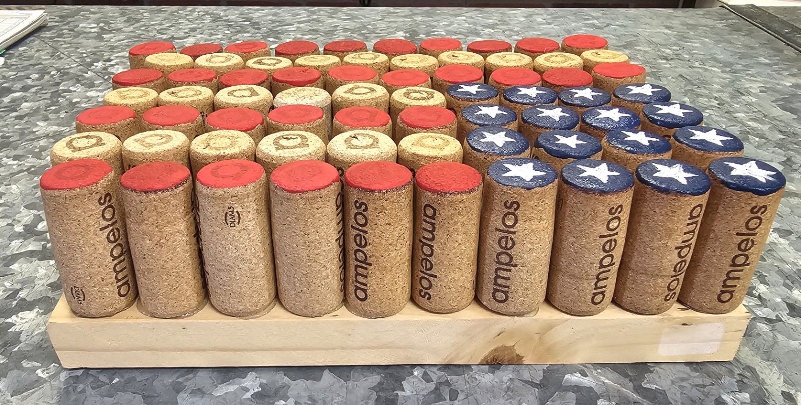 American Flag Wine Cork Patroitic Shelf Sitter/ Wall Sign
