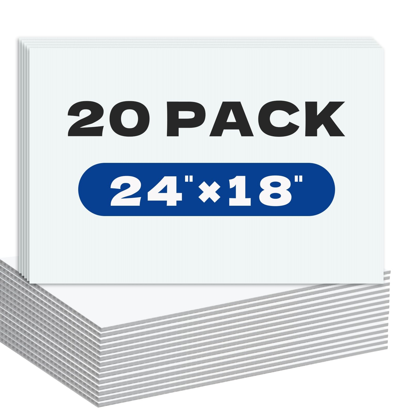 20 Pack Large Blank Yard Signs with 18 x 24″, Corrugated Plastic Board for Es…