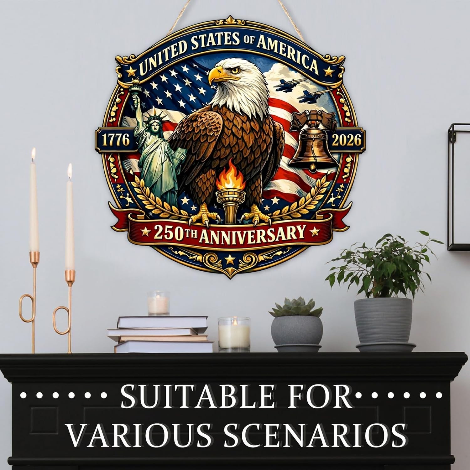 250 Anniversary 4th of July Door Sign Wooden 250th Anniversary 17762026 Wreat…
