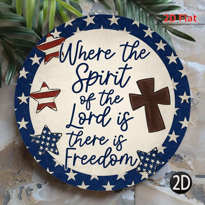 Aluminum Decorative Sign Round Durable 8 Inch Patriotic Funny Wall Plaque