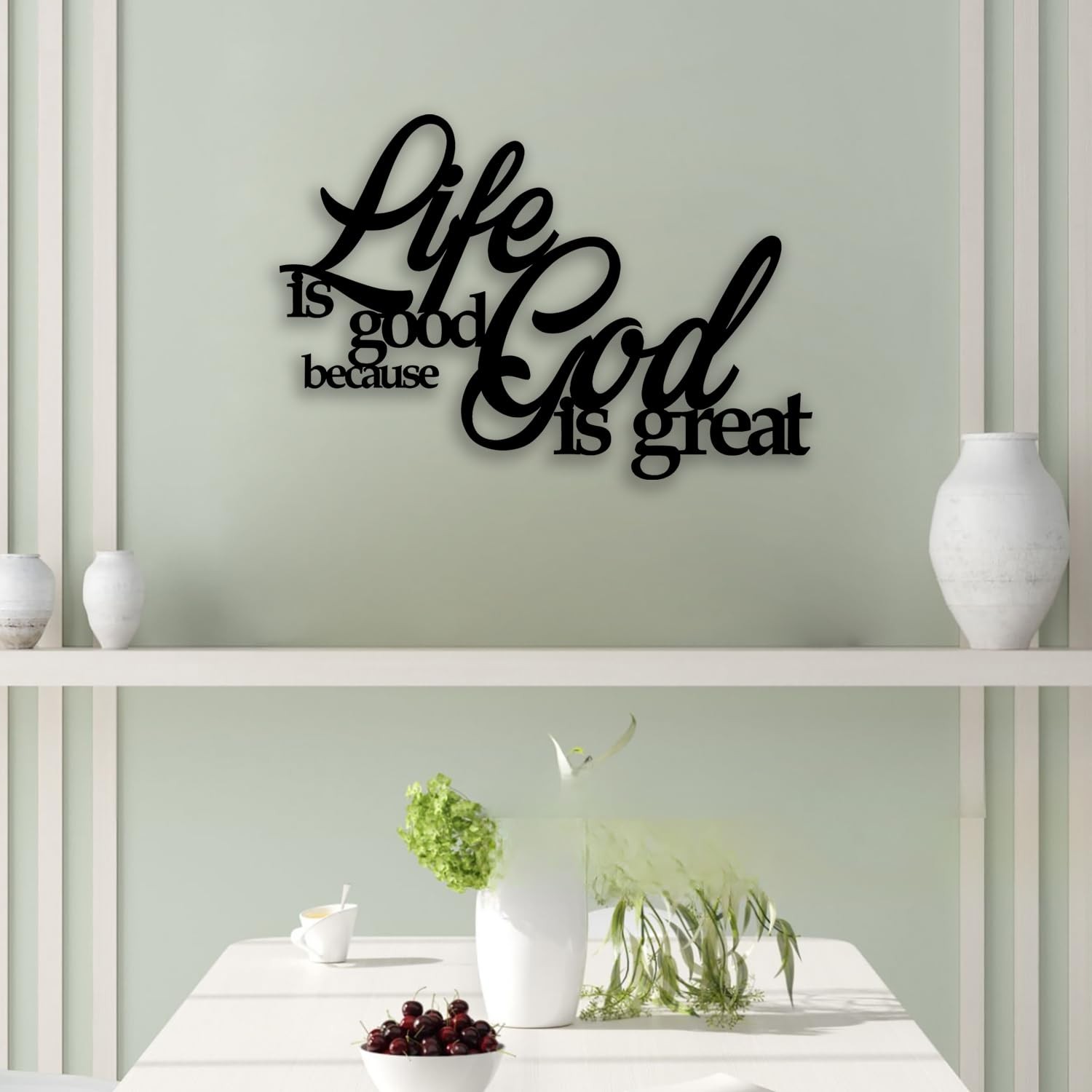 “Life Is Good Because God Is Great” Metal Wall Decor – Inspirational Christia…
