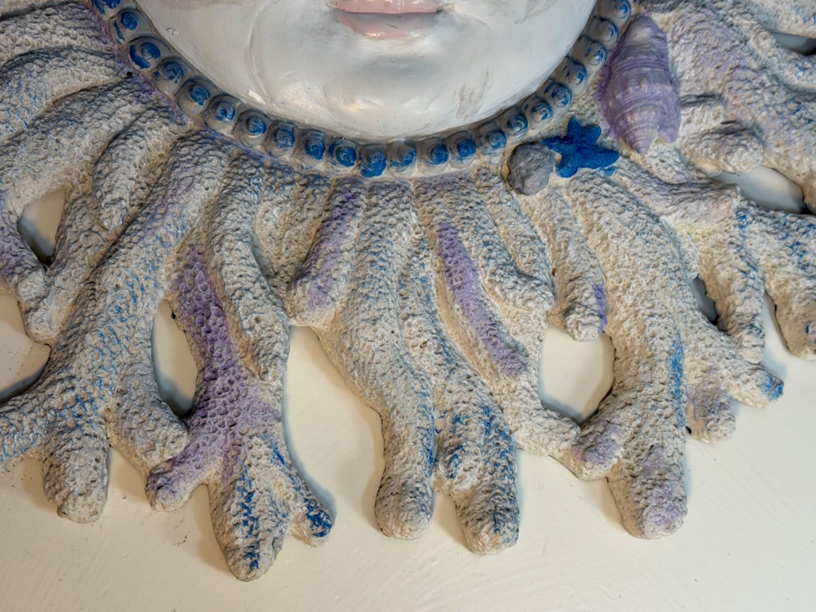 Large Coastal Sun Moon Wall Plaque Coral Seashell Starfish Beach Decor 20 Inch