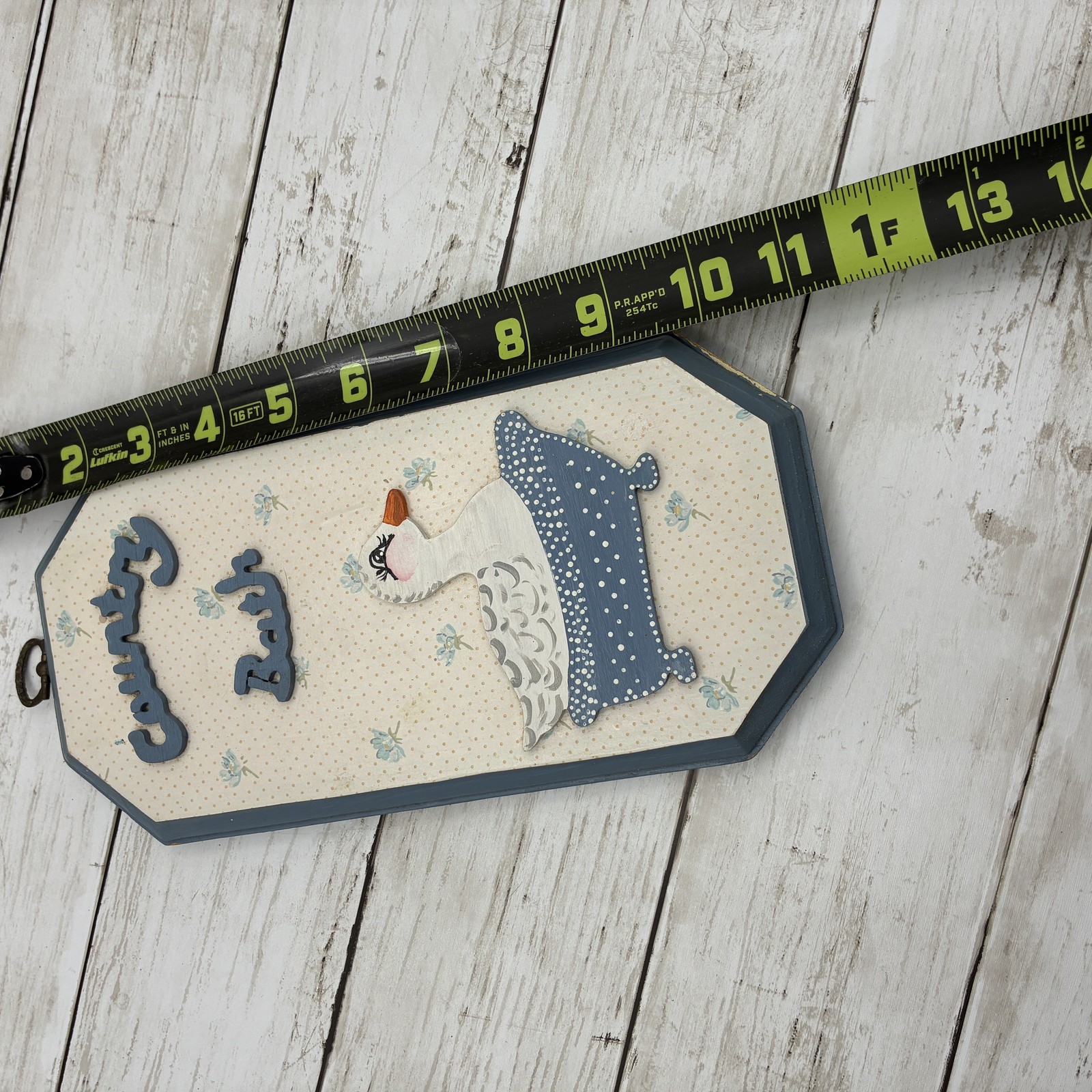 Vintage Style Country Bath Wall Plaque Decor Goose in Bathtub Handmade Wood Sign