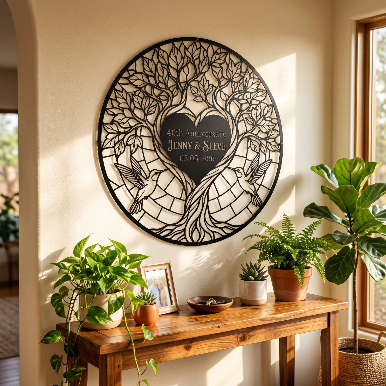 Personalized Tree of Love Metal Sign, Anniversary Couple Wall Art Gift