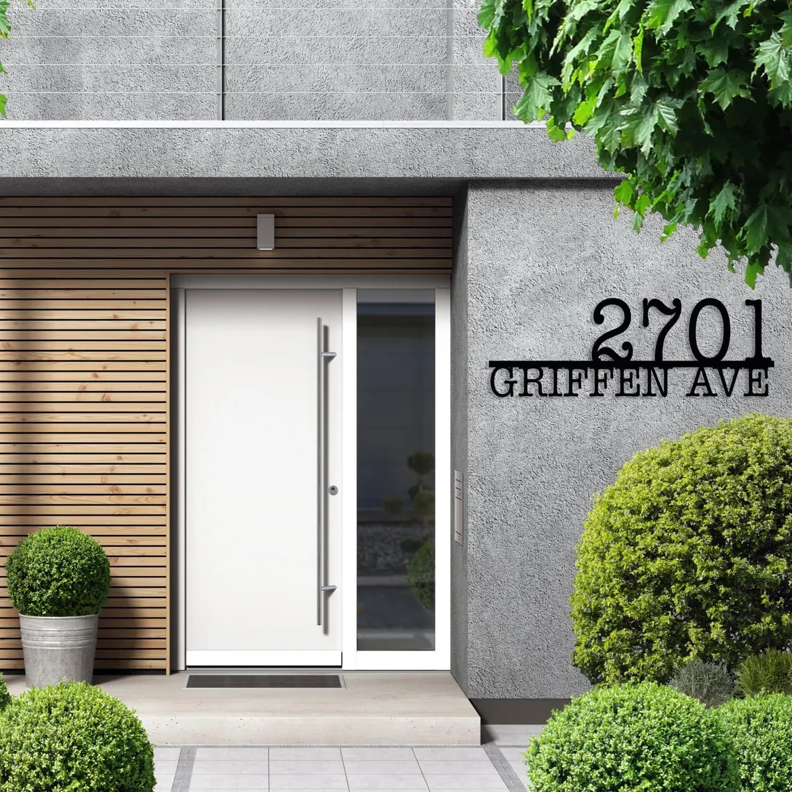 Custom Modern Metal Address Sign, Street Name House Number Address, House Decor