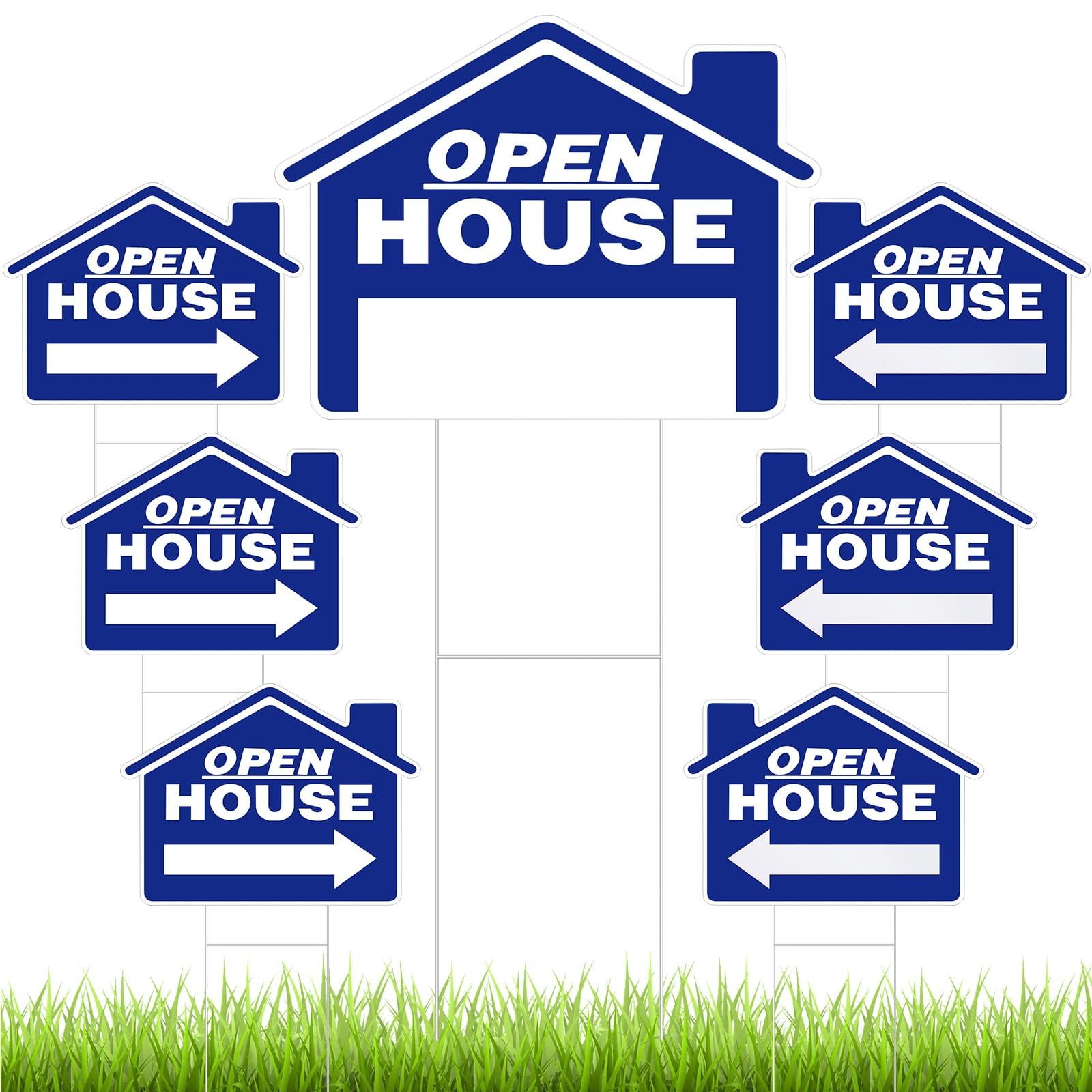 Large Open House Signs Real Estate 18×14 Inch Double Sided Metal Stake 7 PCS