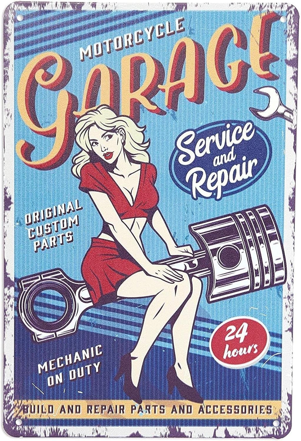 Vintage Metal Signs 6 Pack Iron Wall Decor Garage Car Wall Art Indoor Outdoor