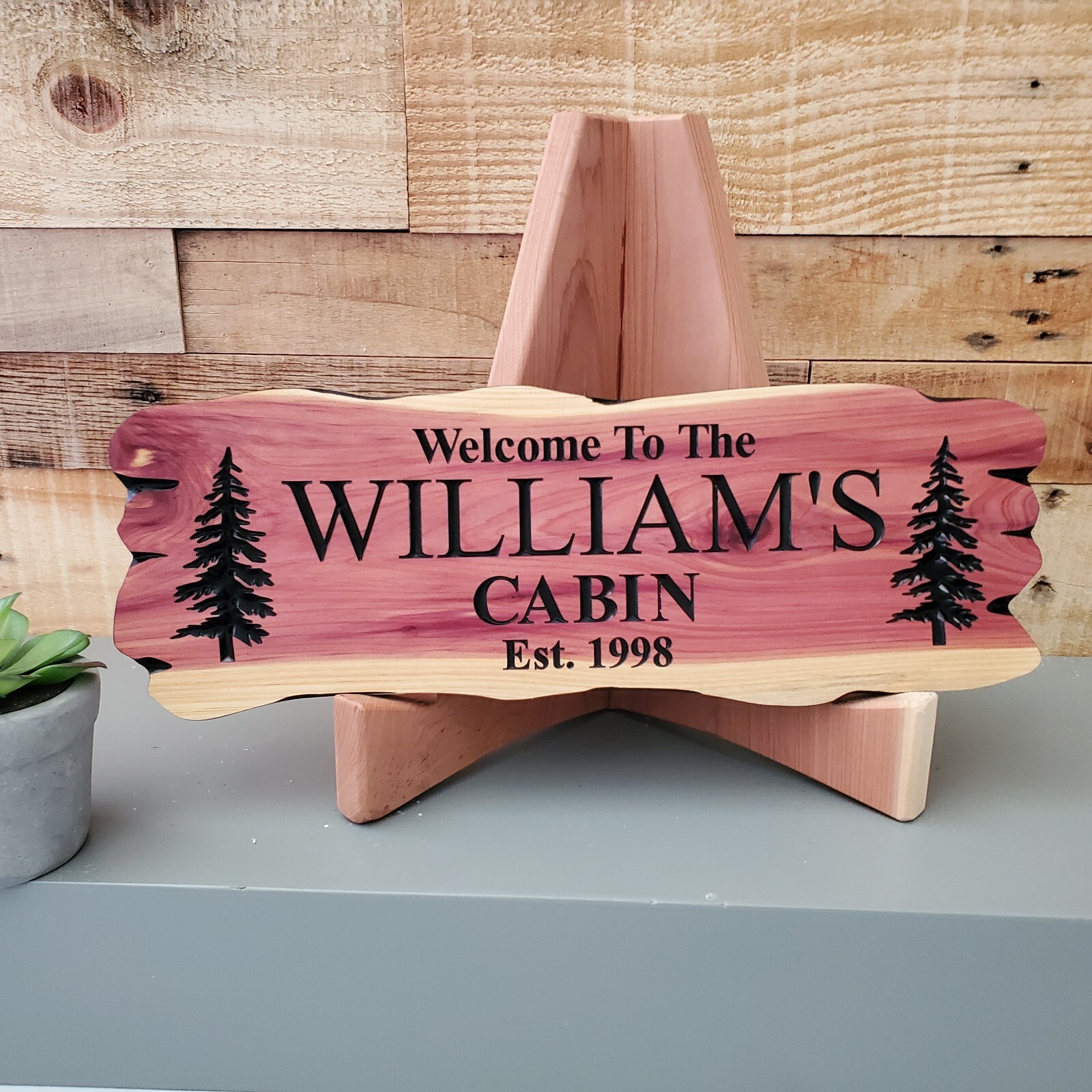 Custom Family Name Cabin Sign Carved Wood Vacation Home Established Date Plaque