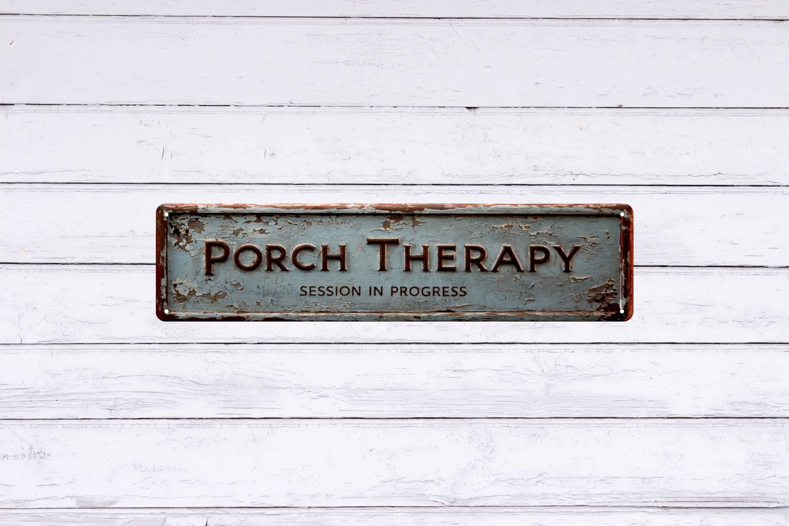 4×16 In Metal Porch Therapy Sign Vintage Wall Art Plaque Home Decor Rustic metal