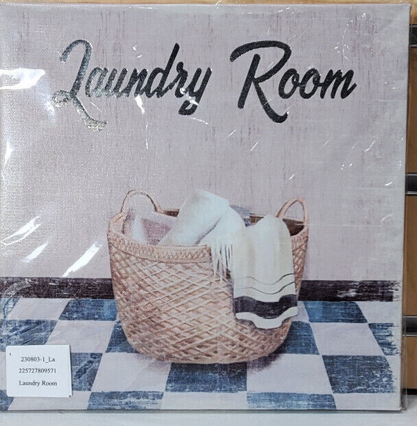 Farmhouse Laundry Room Wall Decor 8×8 Canvas Wood Sign Rustic Choose Design