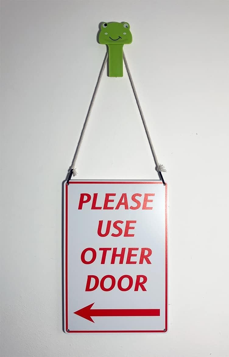 Elegant ‘Please Use Other Door’ Sign with Left Arrow, 12×8 Inches, Easy Mount